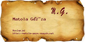 Matola Géza névjegykártya